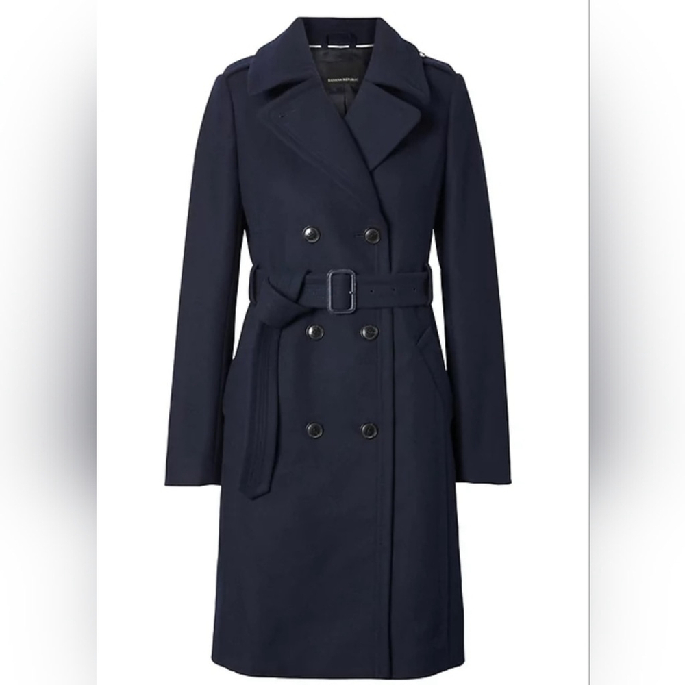 Banana Republic Melton Italian Wool Double-Breasted Trench Coat